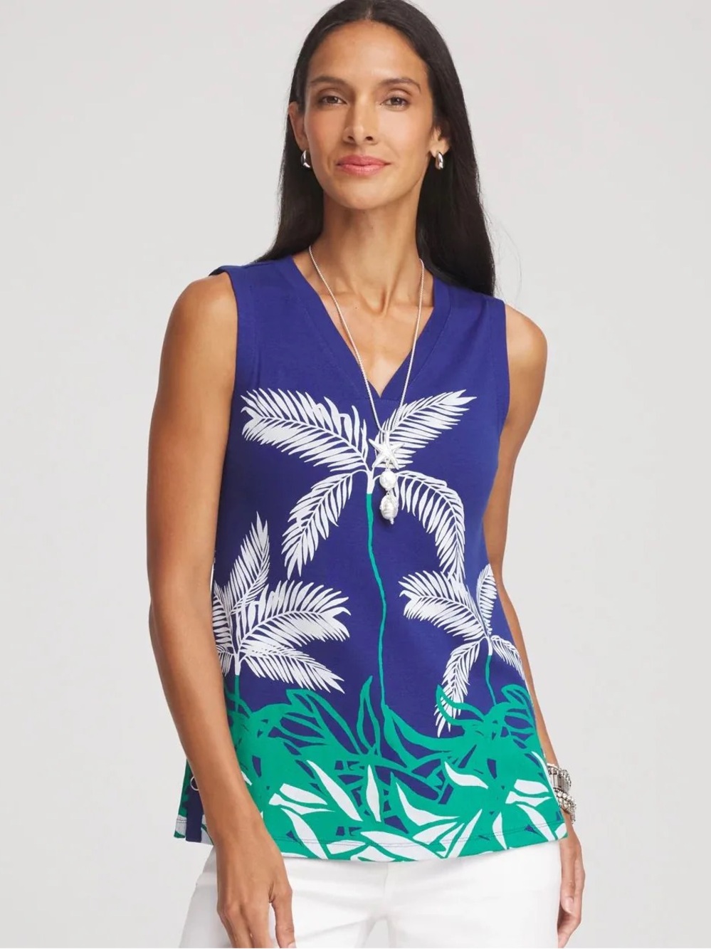 CHICOS Island Sleeveless V-Neck Tank, Like New